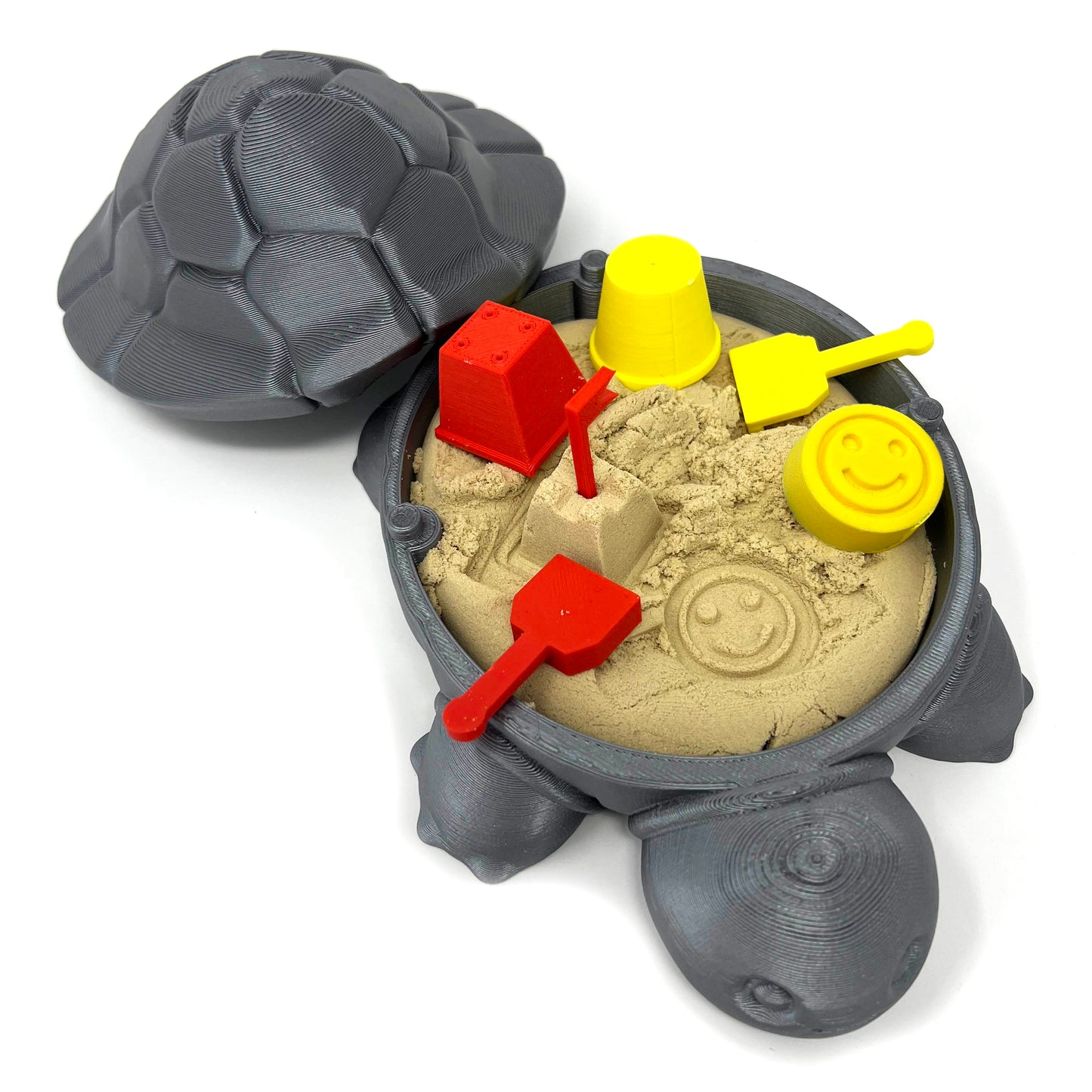 Mini Desktop Turtle Sand Box - 6 x 6 in - Stress Relief - Made in USA - Includes Moldable Play Sand and Mini Tool - Novelty Gift - Desktop Decor - Zen Garden