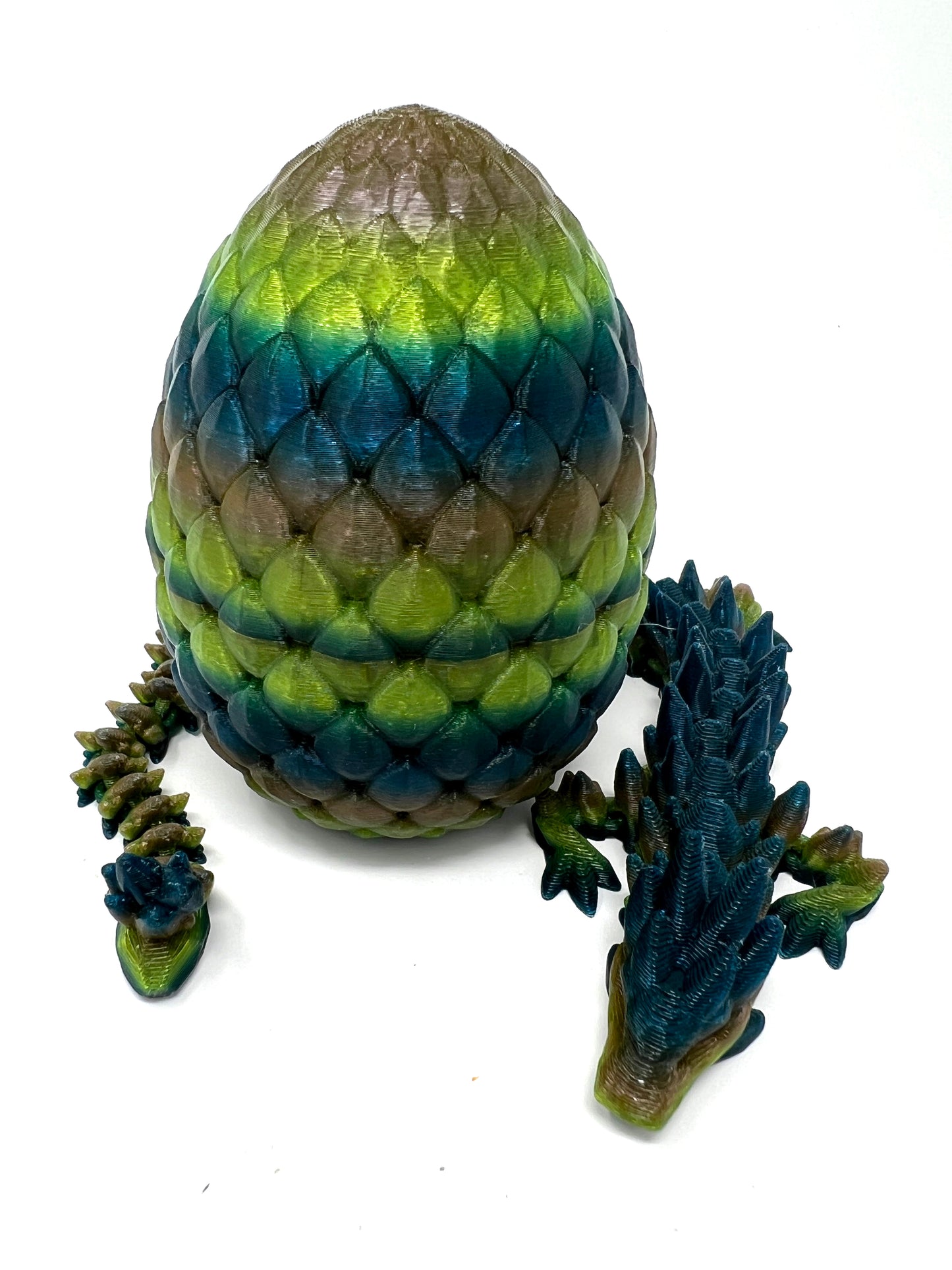 Small 12" Crystal Dragon Fidget Toy with Surprise Egg - Heavy Duty - 3D Printed Flexible Articulating Plastic Collectible Figurine - (Autumn)