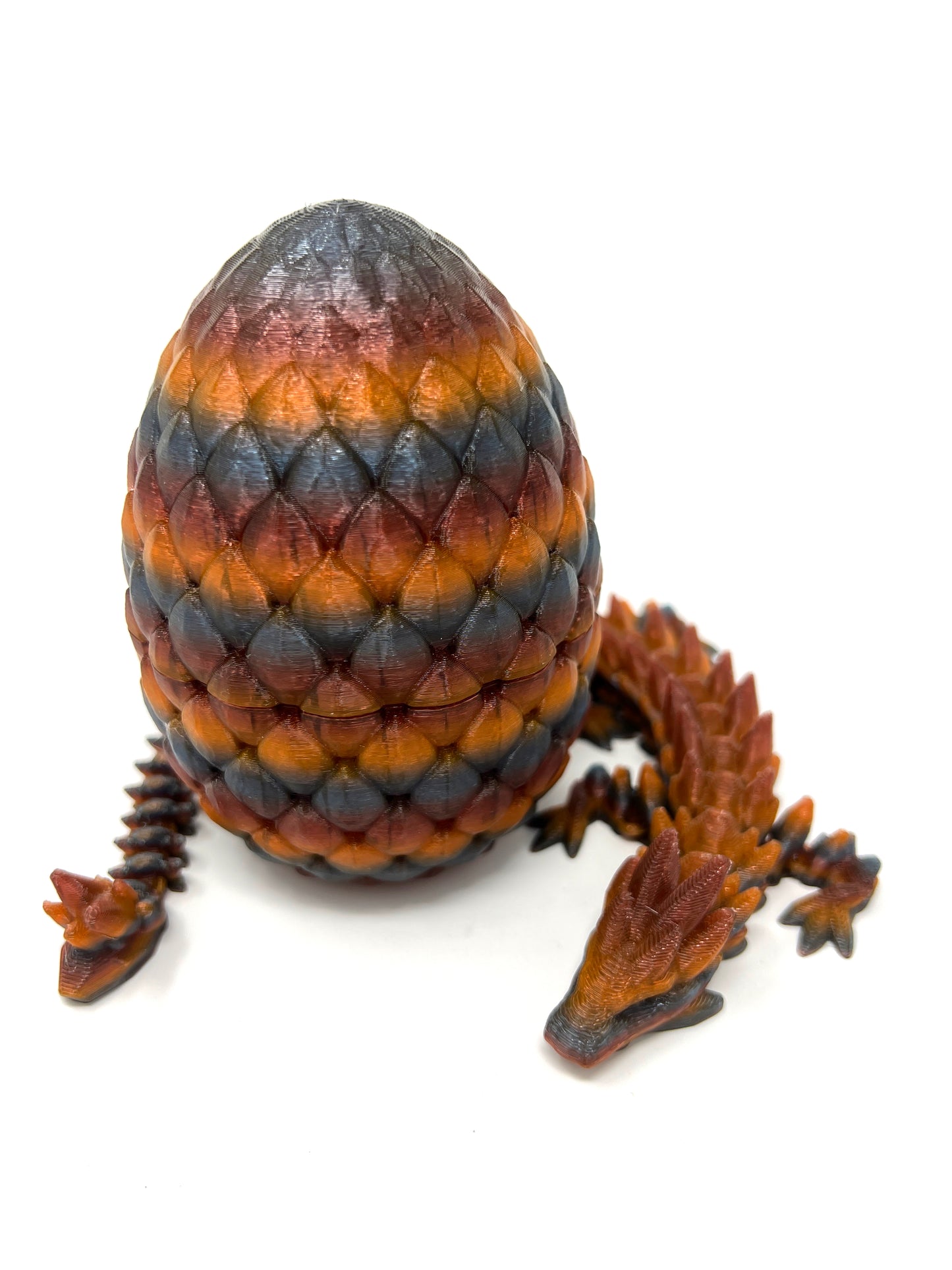 Small 12" Crystal Dragon Fidget Toy with Surprise Egg - Heavy Duty - 3D Printed Flexible Articulating Plastic Collectible Figurine - (Autumn)