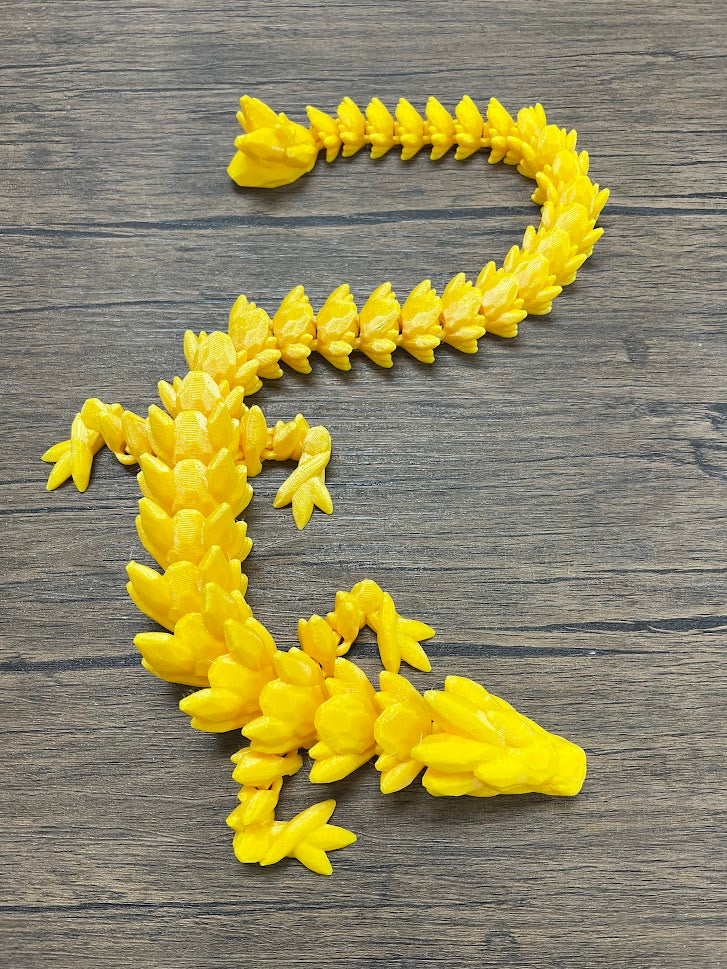XL 26" Crystal Dragon Fidget Toy - Heavy Duty - 3D Printed Flexible Articulating Dragon Plastic Collectible Figurine - Surprise Egg Compatible