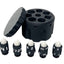 Plastic Bullet Dice 7 Pc D20 Set with Spinning Revolver Cylinder - Fidget Spinner - Cyberpunk Style Dice for Warhammer, DND, Sci-Fi, War, or Crime Theme Tabletop Games