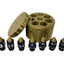 Plastic Bullet Dice 7 Pc D20 Set with Spinning Revolver Cylinder - Fidget Spinner - Cyberpunk Style Dice for Warhammer, DND, Sci-Fi, War, or Crime Theme Tabletop Games