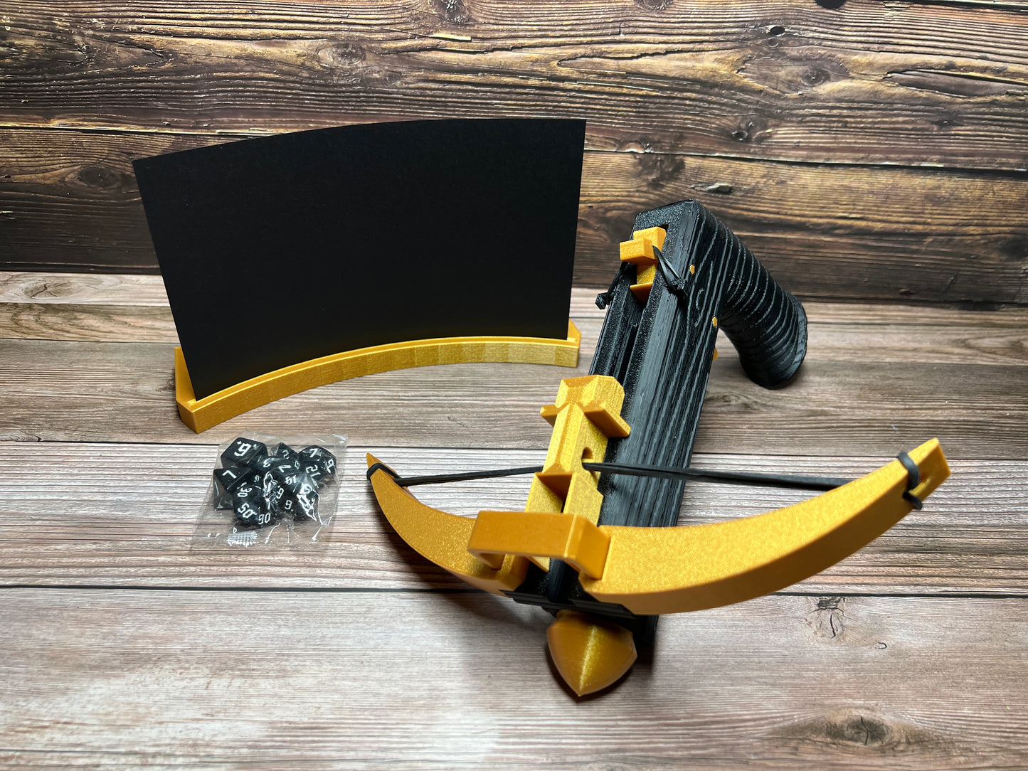 Crossbow Dice Roller - (Dark Brown) - (Random 7PCS D20 Dice Set Included) - Tabletop RPG - Dice Holder - Dice Popper - Dice Tower - Dungeons and Dragons - DND - D&D