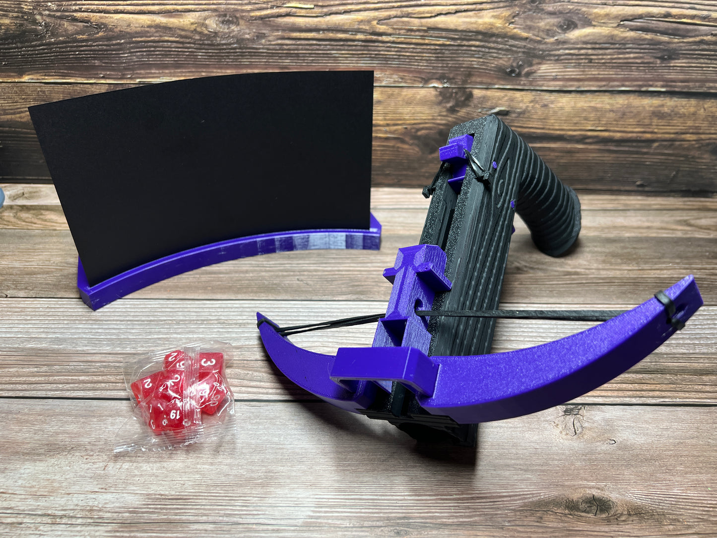 Crossbow Dice Roller - (Dark Brown) - (Random 7PCS D20 Dice Set Included) - Tabletop RPG - Dice Holder - Dice Popper - Dice Tower - Dungeons and Dragons - DND - D&D